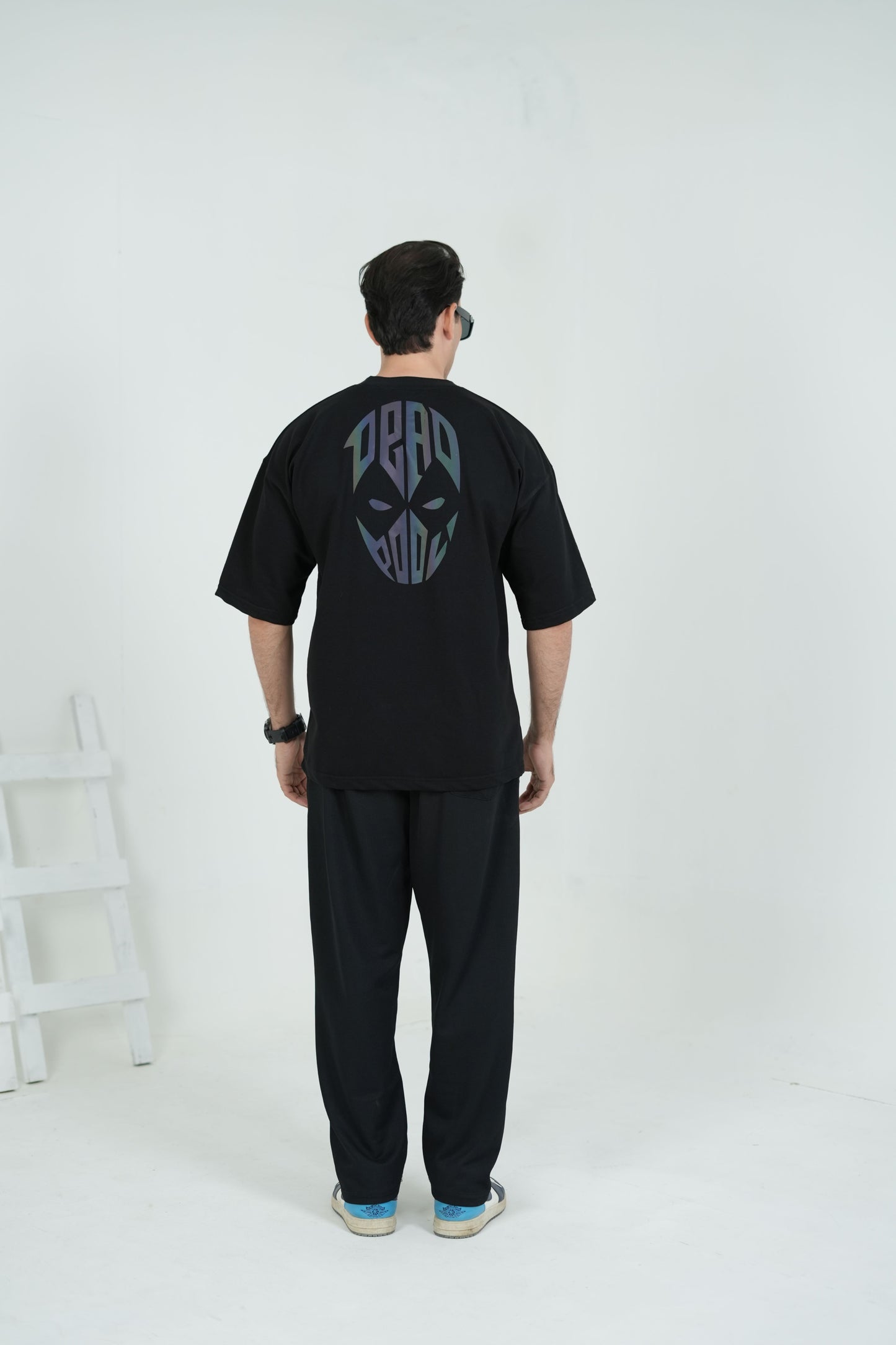 Black Neon Marvel Reflector Oversized Tee