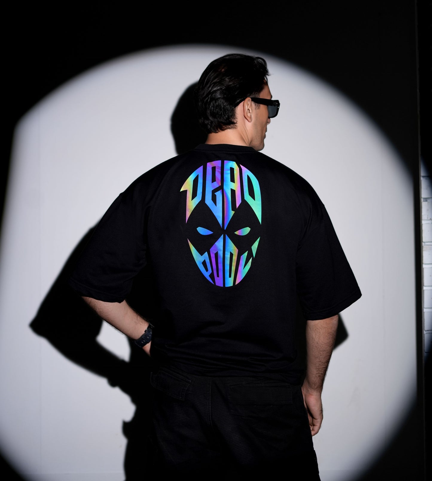 Black Neon Marvel Reflector Oversized Tee
