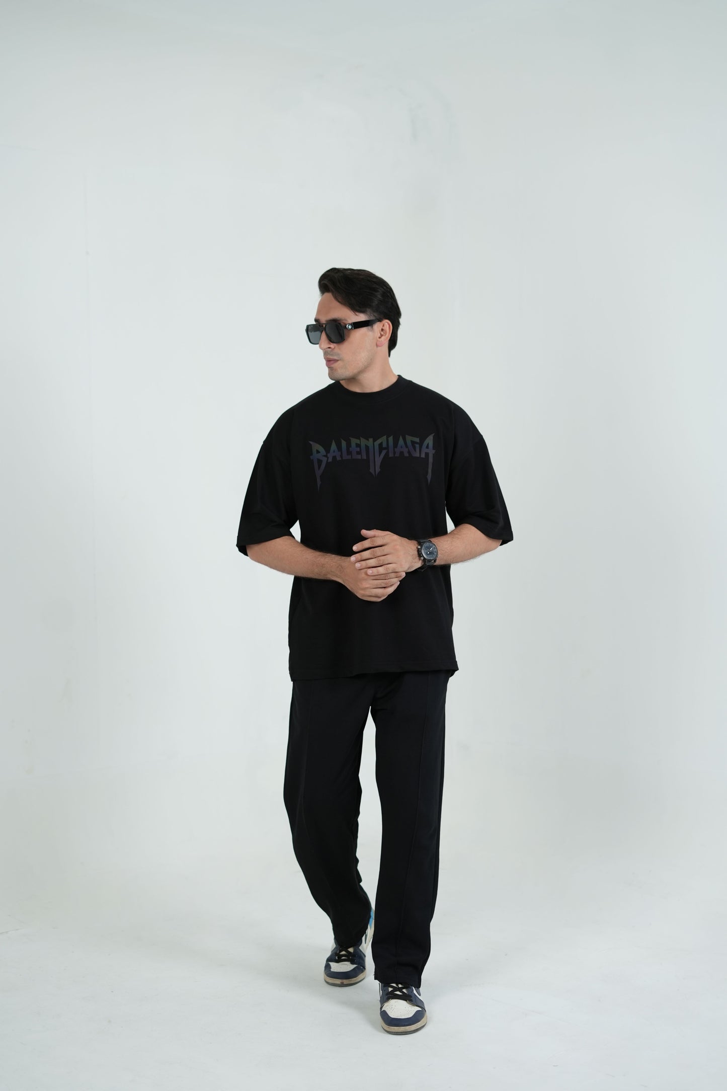 Black Neon Reflector Oversized Tee