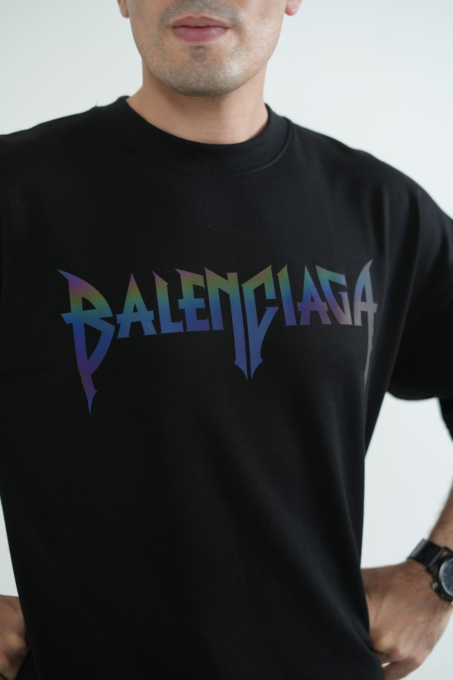 Black Neon Reflector Oversized Tee
