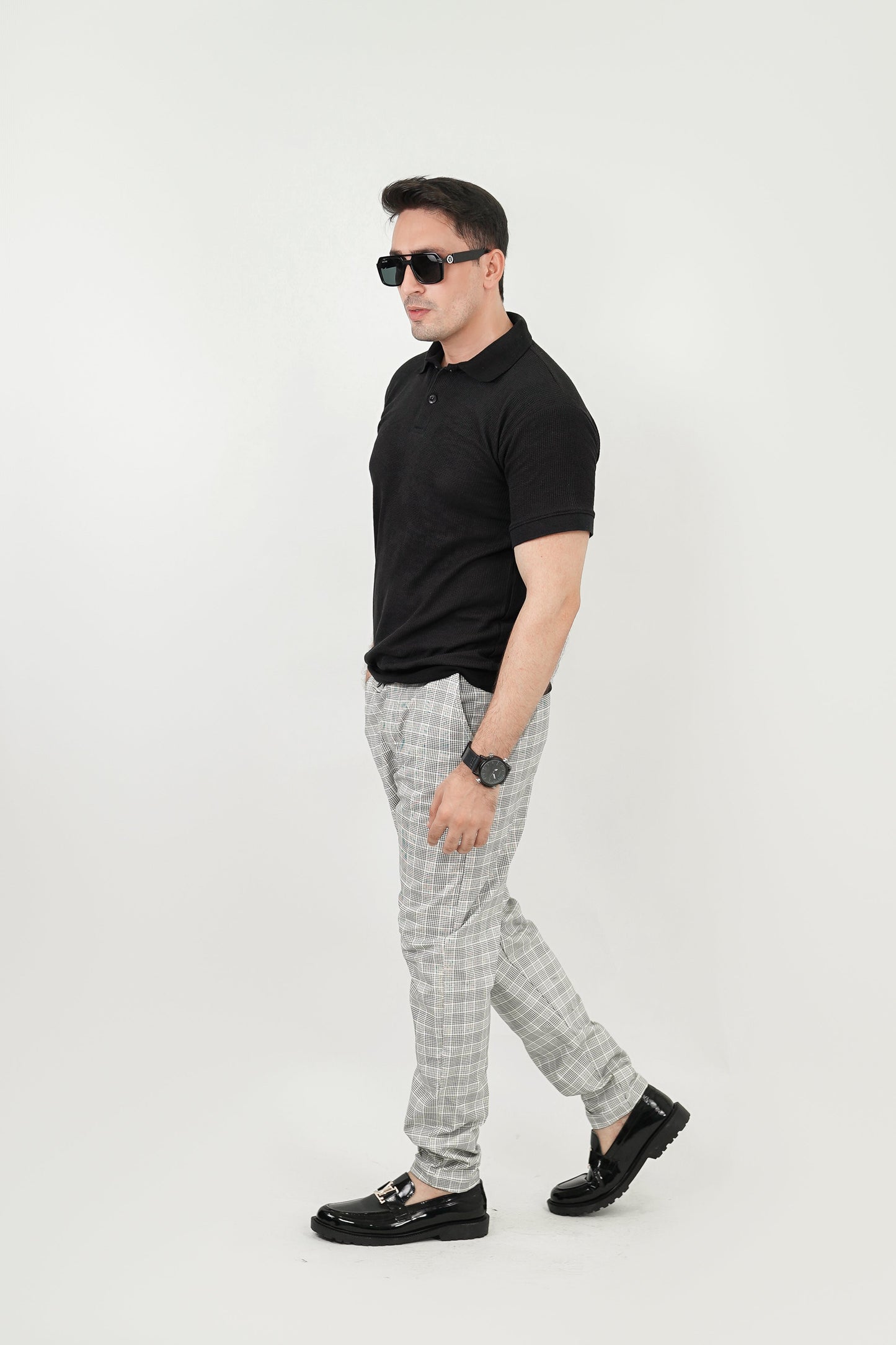 – Black Textured Polo –