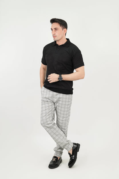 – Black Textured Polo –