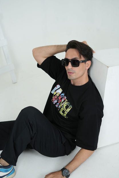 Black Neon Marvel Reflector Oversized Tee