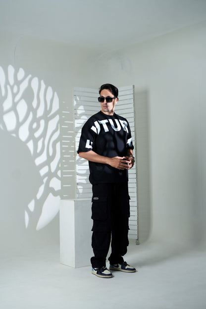 Black Neon Reflector Oversized Tee