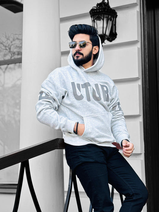Heather Grey Oversized Reflector Hoodie