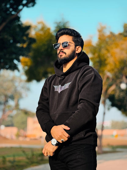 Black Oversized Reflector Hoodie