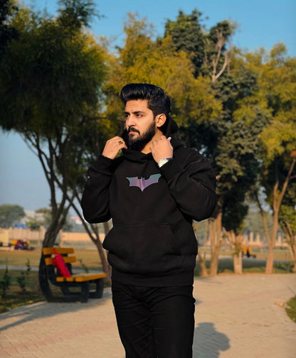 Black Oversized Reflector Hoodie